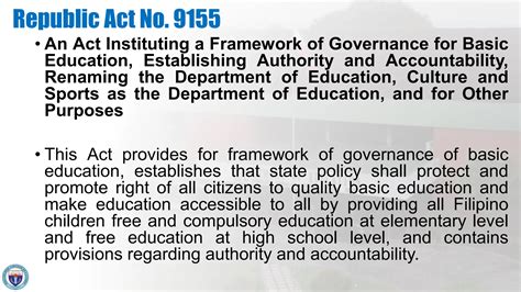 Governance of Basic Education Act of 2001 (Republic .